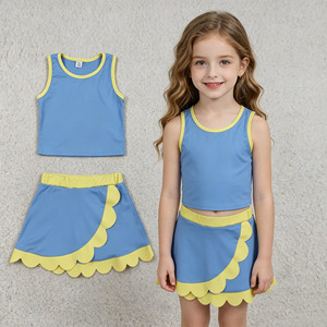 Ropa Deportiva RTS para Niños, Ropa de Verano para Niños, Diseños con Bordes Ondulados, Pantalones Cortos con Forro, Ropa de Yoga para Hermanas, Conjuntos de Ropa para Niños - Product Image 1