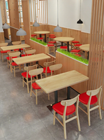 Ensembles table-chaise personnalisables en bois massif pour restaurants, banquettes murales pour snack-bars, restaurants de nouilles et restaurants de soupes chaudes