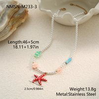 Colliers d'été colorés pour femmes, style bohème, faits à la main, avec perles, breloques en acier inoxydable émaillé en forme de poisson épineux