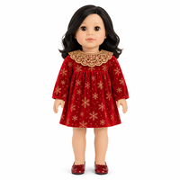 Vêtements pour poupées de 18 pouces, robe de fête en velours avec ballerines, tenue de fête de Noël, jouet en peluche, mini jouet pour poupées de 18 pouces