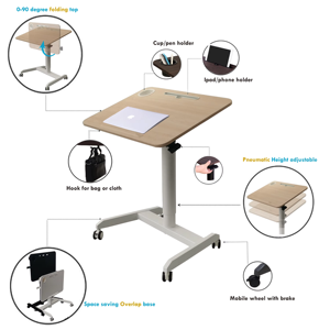 Bureau debout pliable moderne en métal avec vérin à gaz et hauteur réglable pour ordinateur portable, idéal pour le bureau, l'école, l'hôpital, la maison, l'appartement et l'hôtel - Product Image 3