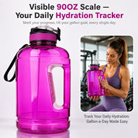 Bouteille d'eau de 90 oz (gallon) avec paille, en PETG sans BPA, écologique, couleur dégradée, anti-fuite, pour le sport et les voyages, avec poignée et échelle graduée