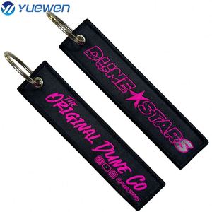 Promotional Gifts <b>Custom</b> Own Brand Logo Cheap Jet Tag Fabric Embroidery Car Keychains Woven Keychain - Product Image 3