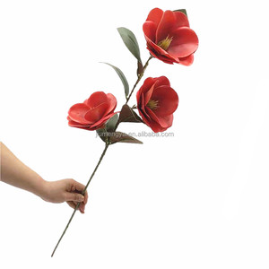 3D in khổng lồ <span class=keywords><strong>Magnolia</strong></span> hoa với màu xanh lá cây để lại chất lượng tốt 3 đầu nhân tạo <span class=keywords><strong>Magnolia</strong></span> tree STEM - Product Image 5