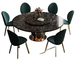 Fanaosi perakende ev mobilyaları yemek masası seti 6 sandalyeler Modern deri mermer yemek masası