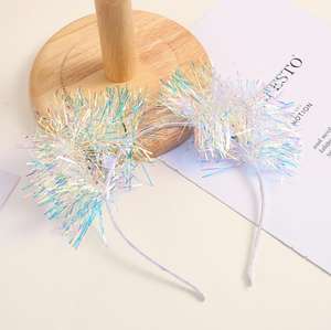 Bandeau d'oreille de chat en paillettes métalliques, coiffe laser rave, fête holographique, serre-tête, accessoires de photographie pour Noël, anniversaire - Product Image 3