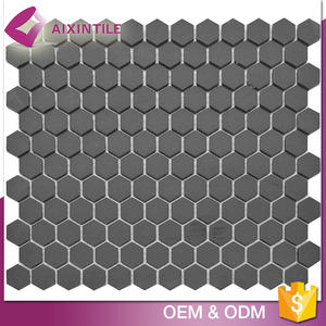 Color blanco y negro forma <span class=keywords><strong>hexagonal</strong></span> de cerámica mosaico de baldosas - Product Image 2