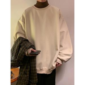 Sudadera de Hombre de Lana Gruesa, Moderna, para Primavera y Otoño, sin Capucha, Cálida, Holgada, Cuello Redondo, Gruesa, de Color Sólido, Manga Larga - Product Image 2