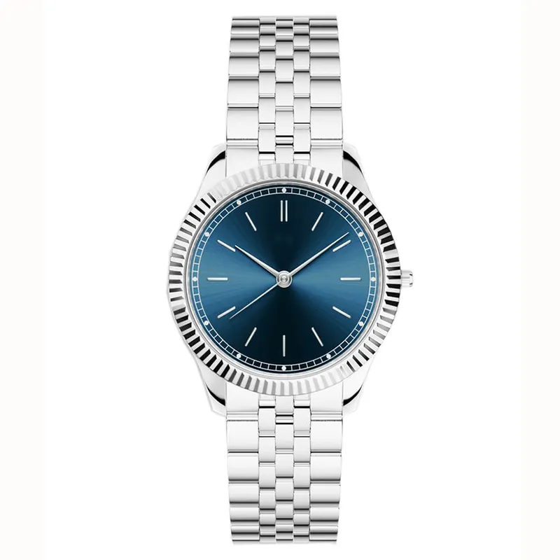 2023 Nieuwe Mode Vrouwen Klok Wijzers Luxe Roestvrij Staal Blauwe Wijzerplaat Armband Montre Casual Custom Logo Mooi Dames Horloge