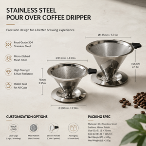 <span class=keywords><strong>Filtre</strong></span> à café permanent écologique en acier inoxydable double couche micro-maille pour infusion sans papier en forme de cône - Product Image 4