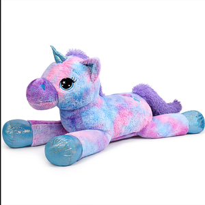 Direct usine grand cadeau d'anniversaire violet licorne géante en <span class=keywords><strong>peluche</strong></span> doux PP coton rempli maille doublure lavé techniques couette - Product Image 1