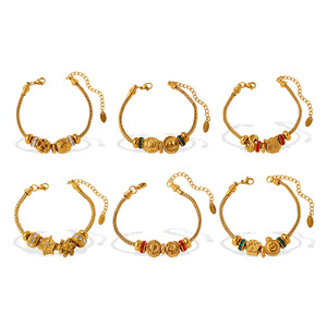 Bracelet Pendentif Flocon de Neige Rétro Style Européen et Américain, en Alliage de Zinc Doré avec Perles, Bijou Cadeau - Product Image 5