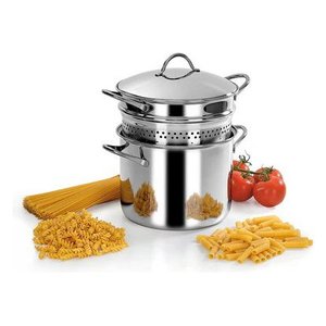 PASTAMANIA Pentola <span class=keywords><strong>per</strong></span> pasta in acciaio inox da 22 cm con inserto <span class=keywords><strong>per</strong></span> cottura a vapore e coperchio, compatibile con l'<span class=keywords><strong>induzione</strong></span>, lavabile in lavastoviglie - Product Image 5