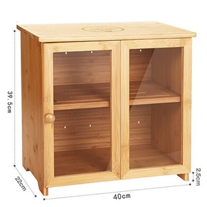<b>Bamboo</b> Bread Storage Box With Glass Door Kitchen Desktop Food <b>Container</b> For Bread Loaf Storage - Product Image 4
