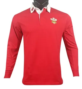 Custom Long Sleeve Rugby Shirts Embroider LOGO Polo Style Rugby Shirt