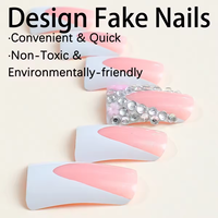 2024 nouveauté en vrac faux 3D conception presse sur les ongles Logo personnalisé court couverture complète canard pré-fait ongles conseils avec charme
