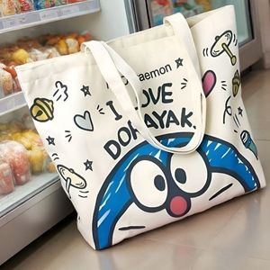 Sac fourre-tout en toile personnalisé avec dessin animé pour étudiants, idéal pour le shopping et l'usage quotidien - Product Image 3