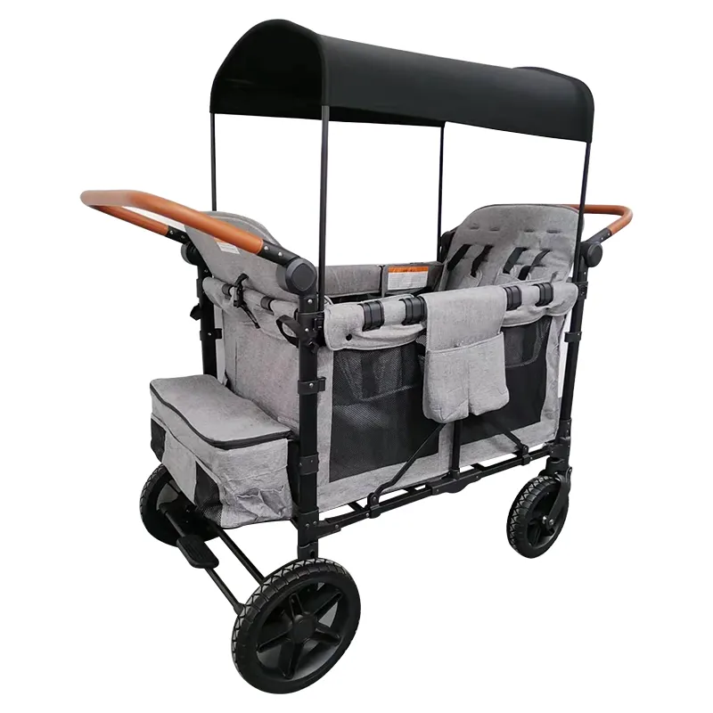 Venta caliente estilo doble manija cochecito de bebé plegable gran espacio cuatro asientos transpirable Carro de bebé