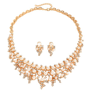 European and American Jewelry Fashion Imitation Pearl Alloy Necklace Earrings Set Jewelry Ladies <b>Wedding</b> Jewelry <b>Accessories</b> - Product Image 5