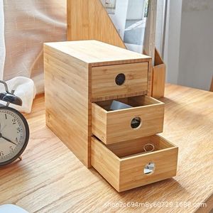 Wooden <b>Storage</b> <b>Box</b> Solid Wood Rectangle Desktop Organizer With <b>Drawers</b> For Office Home Use - Product Image 2