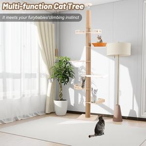 ต้นไม้แมวแบบตั้งพื้นถึงเพดาน 7 ชั้น หอคอยแมวอเนกประสงค์ ปรับความสูงได้ ทำจากไม้ - Product Image 4