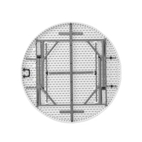 Table pliante ronde en plastique HDPE blanc portable de 4 pieds, pliable en deux, avec poignée, pour événements extérieurs, fêtes et traiteur