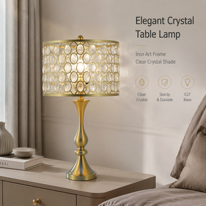 Lampe de table en cristal doré de luxe, ampoule E27, trois couleurs, lampe de chevet pour chambre à coucher, hôtel, salon, lumière décorative de chevet - Product Image 2