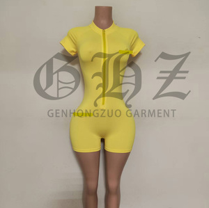 Body Basic Brand Dupe Custom LOGO One Piece <strong>Zip</strong> <strong>up</strong> Rompers Women Workout Gym Fitted Jumpsuits <strong>Playsuit</strong> Bodysuit for Women Romper - Product Image 2
