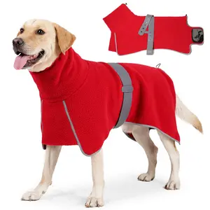 狗冬季冷暖斗篷，长毛绒厚高领狗棉袄，棉袄，可调节大狗服装