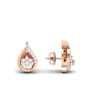 0.50 CT Drop Shape Real Diamond Cluster <b>Earrings</b> | 14K Rose Gold <b>Teardrop</b> Diamond <b>Studs</b> Luxury Bridal Fashion Jewelry for Women - Product Image 2