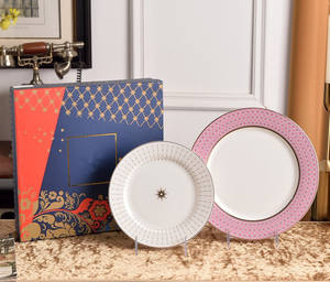 Luxury Russian Royal Style Modern Minimalist Eco-Friendly Bone China Plant Pattern Dinner and Dessert <b>Plate</b> Set - Product Image 5