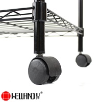 Étagère de rangement réglable pour usage domestique, à roulettes, 3 niveaux, en fil métallique blanc/noir thermolaqué