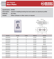 Plaque de base en alliage d'aluminium, plaque à insert fileté pour montage de roulettes/pieds de nivellement sur profilés en aluminium de type B 4080
