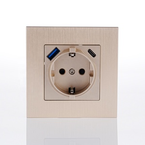<span class=keywords><strong>Prise</strong></span> Schuko à contact de mise à la terre avec chargeur rapide USB C 20 W <span class=keywords><strong>Prise</strong></span> murale UE avec panneau en aluminium <span class=keywords><strong>Prise</strong></span> USB de type a C intégrée - Product Image 3