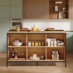 Large Kitchen Island <strong>Bar</strong> Table With 6 Cube Storage Shelf <strong>Breakfast</strong> Counter Modern Home <strong>Bar</strong> <strong>Height</strong> Table - Product Image 4