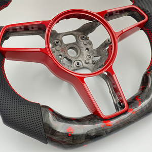 Volante de fibra de carbono forjado rojo personalizado para <span class=keywords><strong>Porsche</strong></span> 718 Boxster Cayman 911 Carrera Cayenne GTS Macan Panamera <span class=keywords><strong>Turbo</strong></span> <span class=keywords><strong>S</strong></span> - Product Image 5
