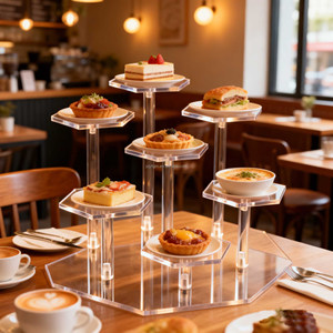 Rak <span class=keywords><strong>Display</strong></span> Kue Akrilik untuk Toko Dessert, Rak Penyimpanan Pie & Tart Kafe Modern, Tempat Penyimpanan Permen, Penyangga Poligon untuk Kue Kering & Biskuit - Product Image 1