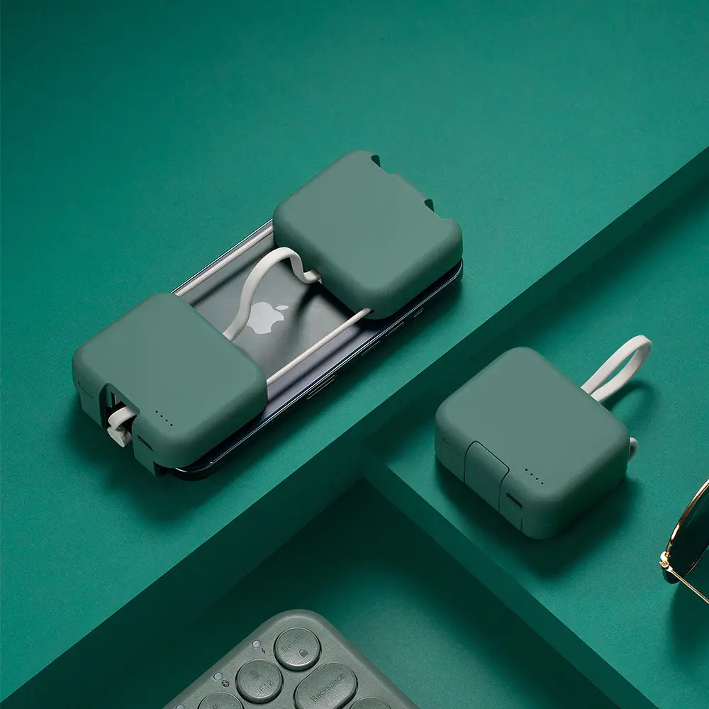 Mini Opvouwbare Dubbele Achterkant Clip Oplader Wordt Geleverd Met Dual-Wire Multi-Functionele Draagbare Creatieve Stand Mobiele Voeding