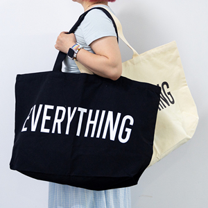 Bolso grande de lona de algodón con logotipo personalizado, bolso de mano de lona con impresión personalizada de compras con letras para mujer - Product Image 4