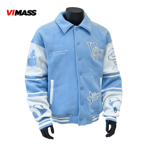 Veste de baseball tendance pour <span class=keywords><strong>homme</strong></span>, bleu, surdimensionnée, coupe ample, style streetwear, vêtement de tous les jours, tendance, vente chaude, personnalisable - Product Image 1