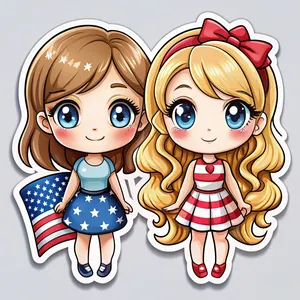Private Design Custom American Girl Die Cut Adhesive Paper Stickers Custom Decorative Cartoon Sticker