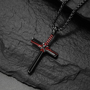 Collier en acier inoxydable série sport Baseball chauve-souris croix - Product Image 3