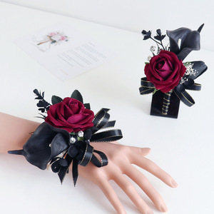 Ensemble de corsages de poignet en lys calla bordeaux, fleurs artificielles en soie, écologiques, résistantes aux UV, pour l'intérieur et l'extérieur, pour mariage, demoiselle d'honneur - Product Image 4