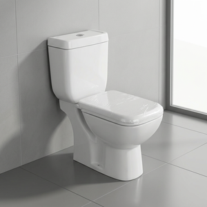 WC en céramique blanc premium, deux pièces, à poser, à double chasse, avec siphon en S - Product Image 4