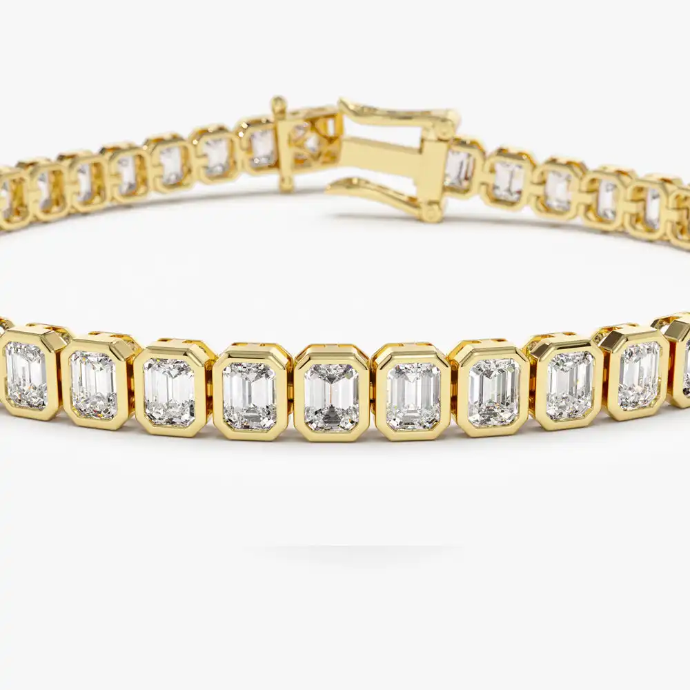 VLOVE Armband für Frauen Diamond Jewelri 9K 10K 14K 18K Lünette Einstellung 5,75 ctw Diamant Tennis armband im Smaragds chliff