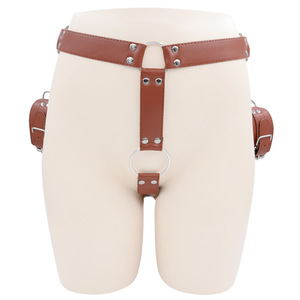 SMアダルトボンデージウェアラブルパンティーストラップ、手錠遅延コックリングレザー純血種ベルト男性用 - Product Image 6