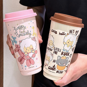 Pleasant Goat <b>Ceramic</b> <b>Mug</b> With Lid 350Ml Cartoon Design For Coffee Tea Home Office Use Single Cup Gift Spring 2025 - Product Image 4