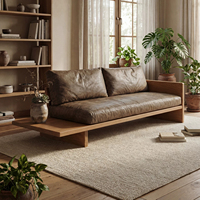 Canapé deux places en tissu Musili, style japonais moderne et minimaliste, en bois massif rustique, personnalisable pour salon et maisons d'hôtes