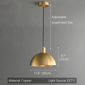 MEEROSEE Gold Pendant Light <strong>Copper</strong> Pendant Lights Kitchen Island Farmhouse Dome Pendant <strong>Lamp</strong> for Hallway Dining Room 400K3330 - Product Image 3