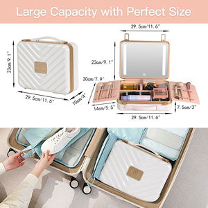 OEM/ODM di alta qualità di plastica iniezione trucco <span class=keywords><strong>valigia</strong></span> specchio illuminato alla moda custodia pratico scomparti contenitore cosmetico - Product Image 5